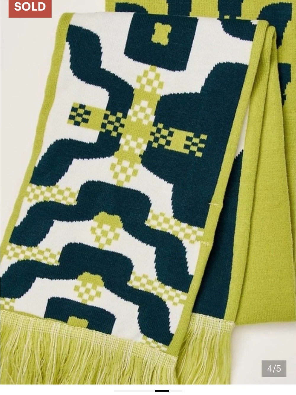 Free People Lime Green & Teal Geometric Fringe Throw
